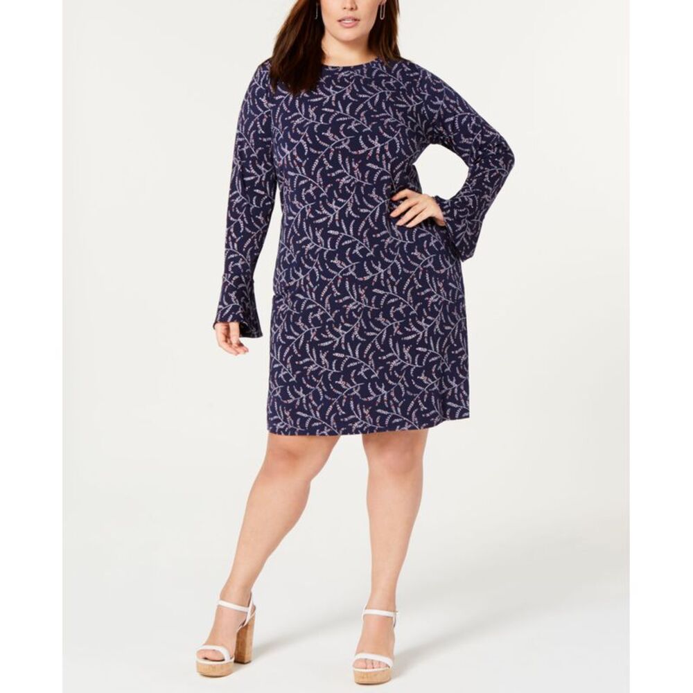 Michael Michael Kors Plus Size Printed Bell Sleeve Sheath Dress
